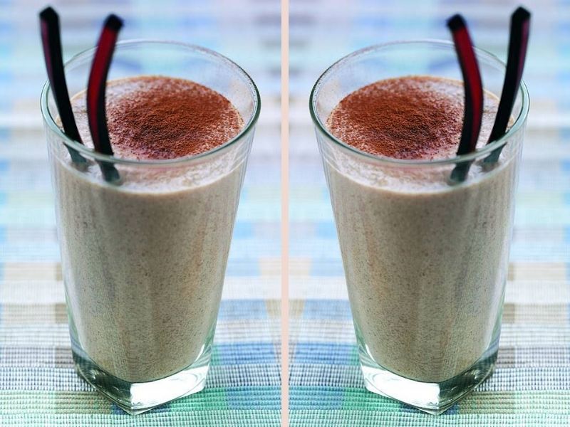 Cocoa And Vanilla Smoothie Made With Breakfast Cereal Cocoa And Vanilla Smoothie Made With Breakfast Cereal