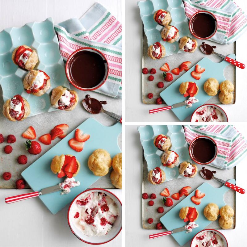 Raspberry And Strawberry Profiteroles