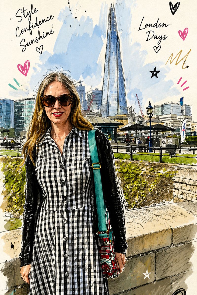 How I Styled A Black And White Gingham Dress Over 40