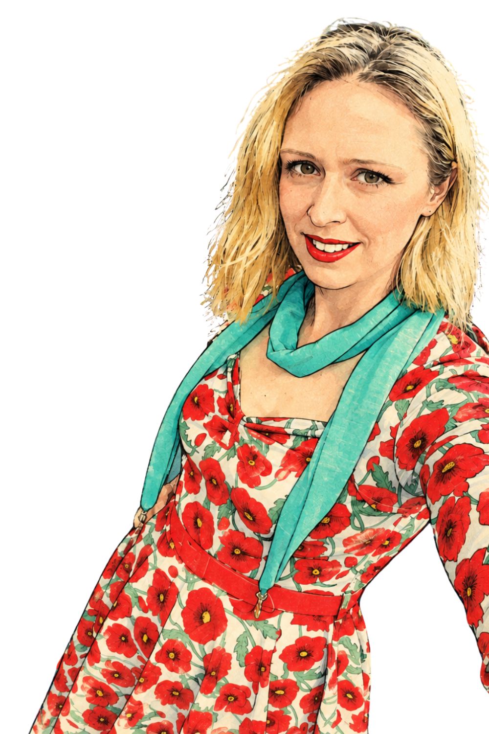 Red Poppy Print Dress: 1950s Vintage Outfit Inspiration