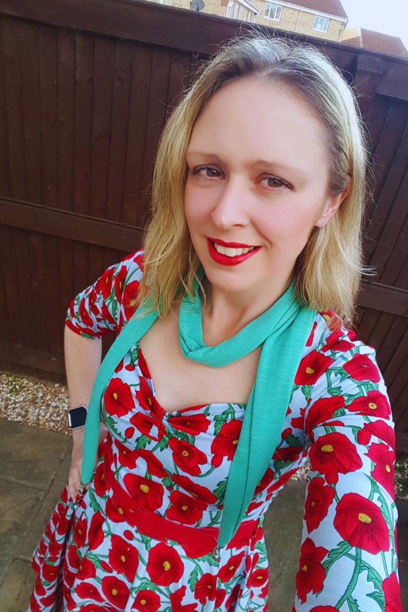 Red Poppy Print Dress: 1950s Vintage Outfit Inspiration
