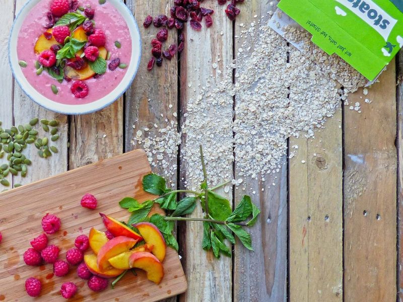 Peach And Raspberry Smoothie Bowl