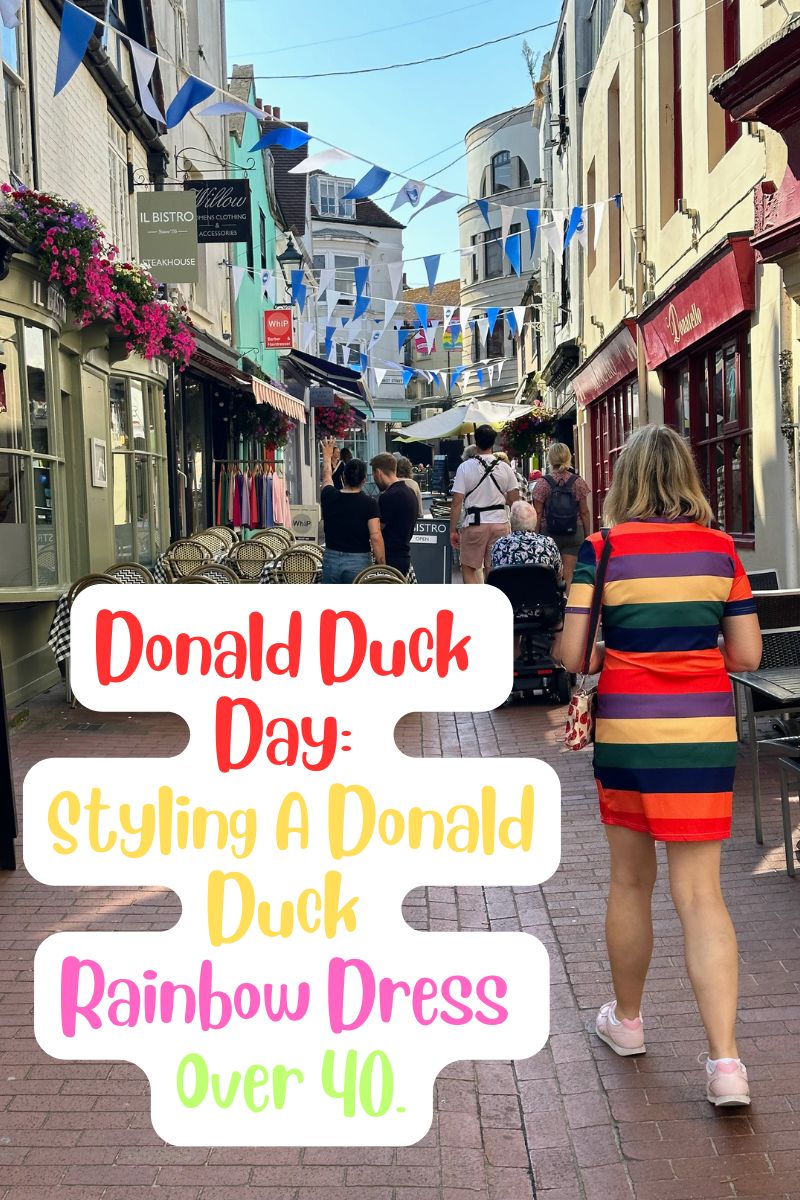 Donald Duck Day: Styling A Donald Duck Rainbow Dress Over 40 Donald Duck Day: Styling A Donald Duck Rainbow Dress Over 40