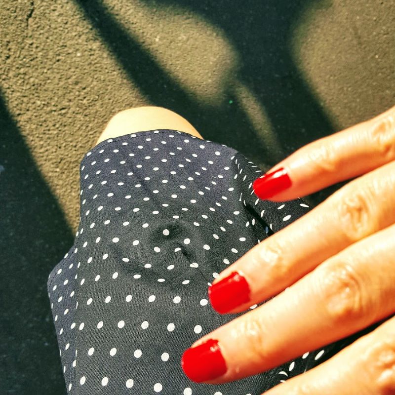 Navy Polka Dot Dress, Red Nails, Big Smiles And Holiday Snaps