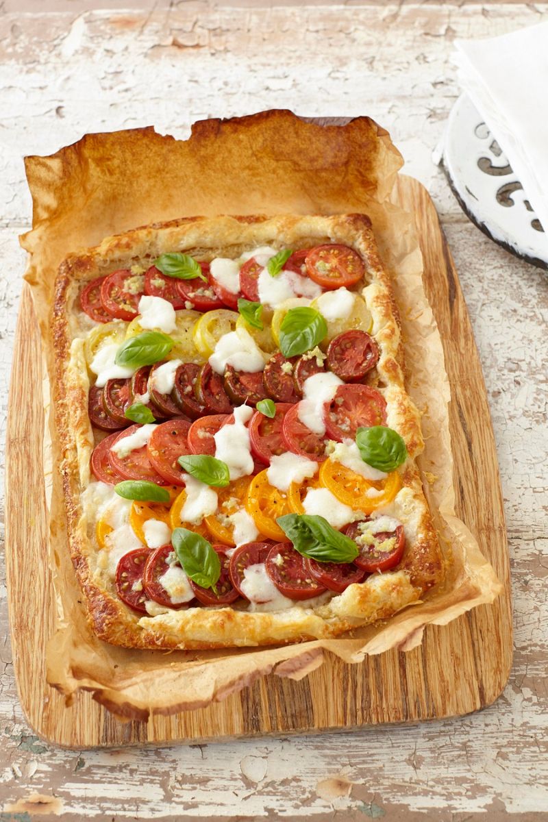 Tomato, Mozzarella And Basil Puff Pastry Tart Tomato, Mozzarella And Basil Puff Pastry Tart