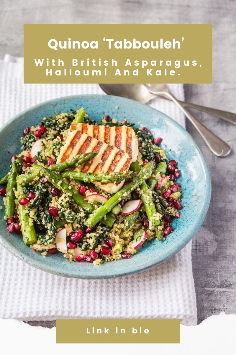 Quinoa ‘Tabbouleh’ With British Asparagus, Halloumi And Kale