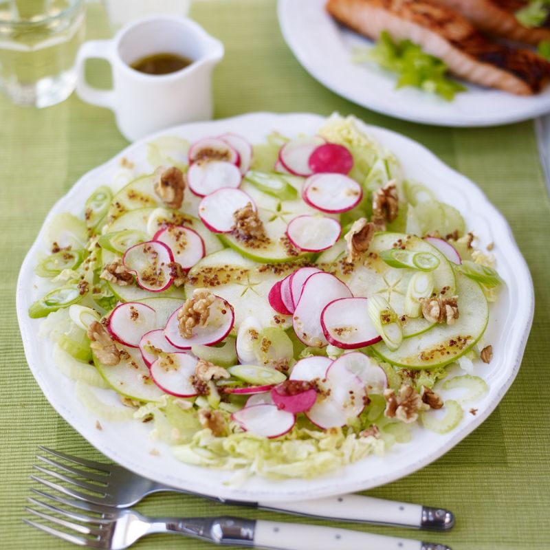 Crunchy Summer Salad With Celery, Radish And Apple