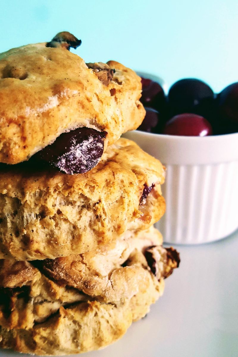 Afternoon Cherry Scones With Cream And Picota Cherries: