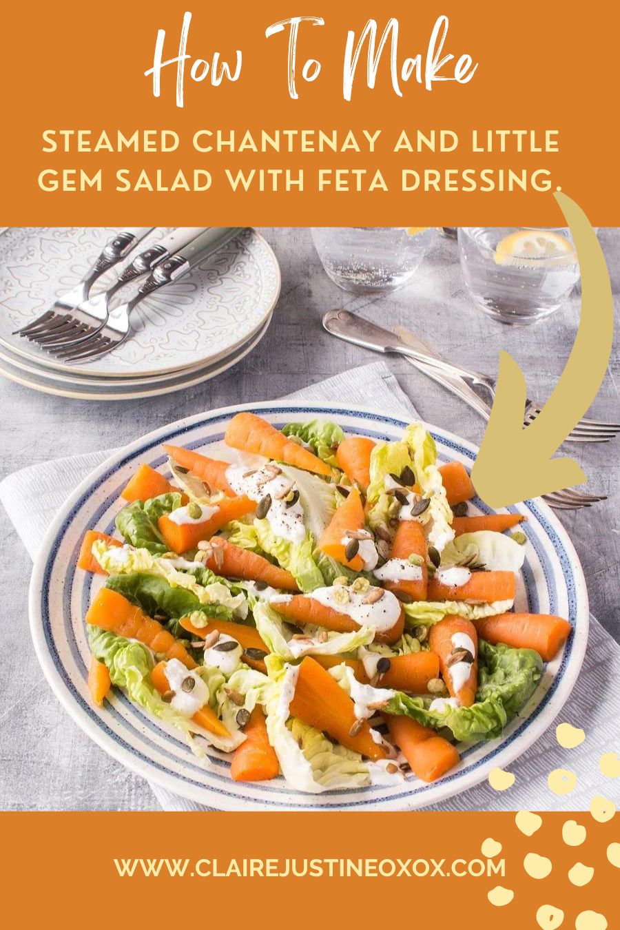 Steamed Chantenay And Little Gem Salad With Feta Dressing.