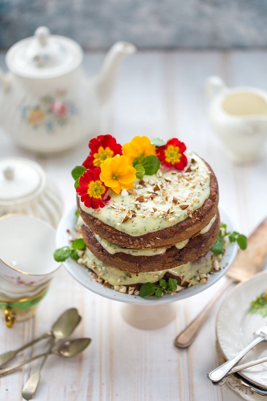 Carrot Cake with Watercress & Cream Cheese Frosting (vegan and gluten free)