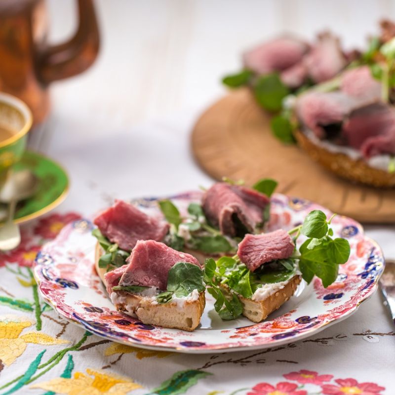 Rare Roast Beef, Wasabi And Watercress Bagels