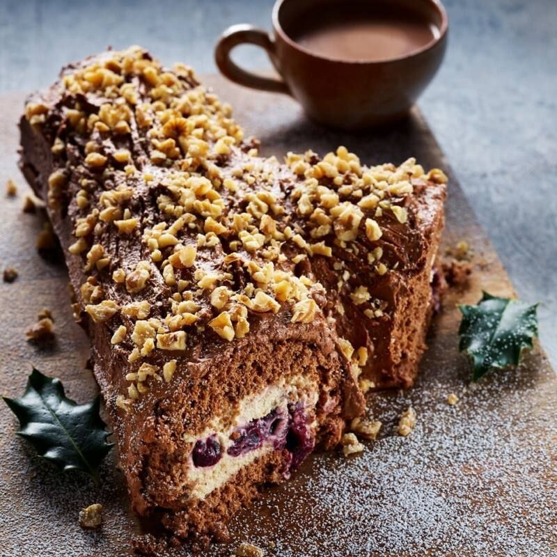 Walnut And Cherry Yule Log Recipe