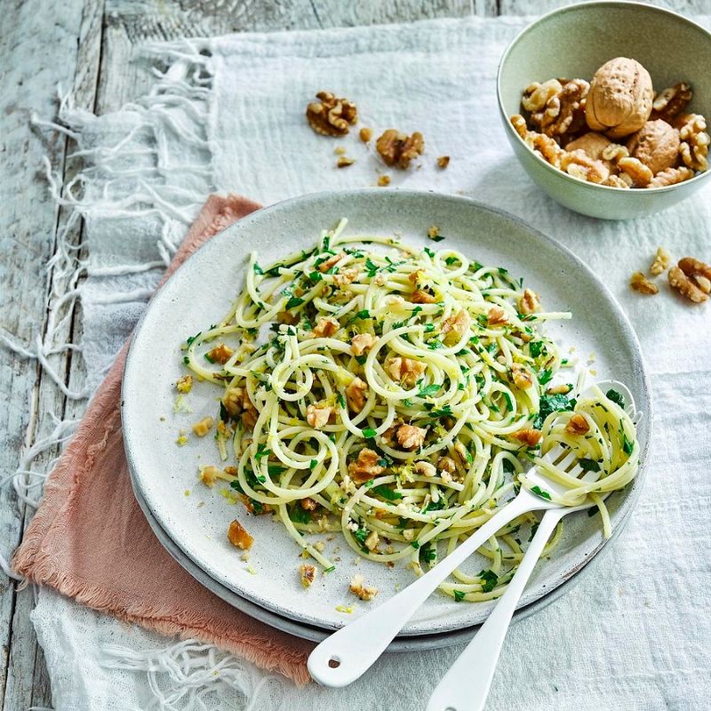 California Walnut And Lemon Parsley Spaghetti California Walnut And Lemon Parsley Spaghetti
