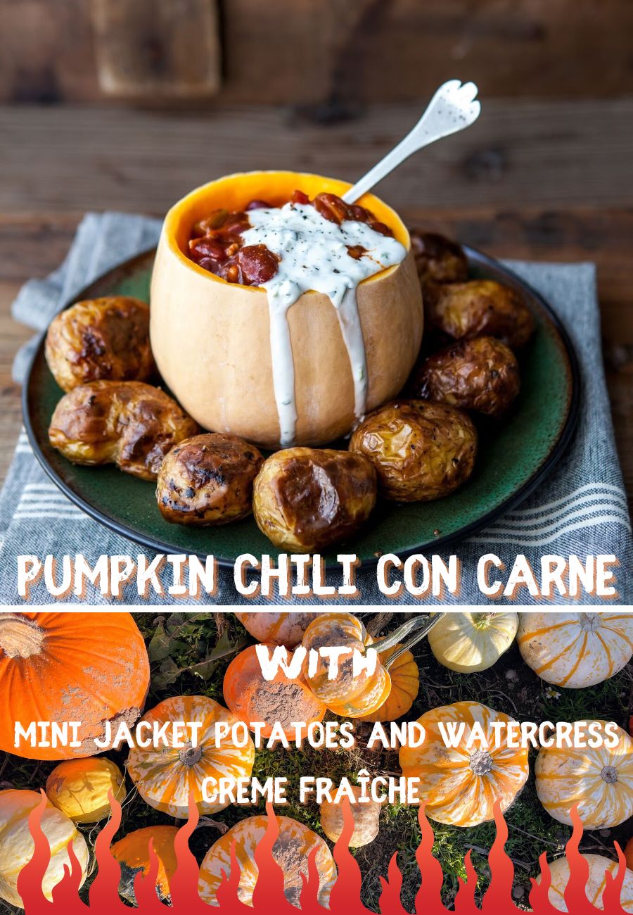 Pumpkin Chili Con Carne with Mini Jacket Potatoes 