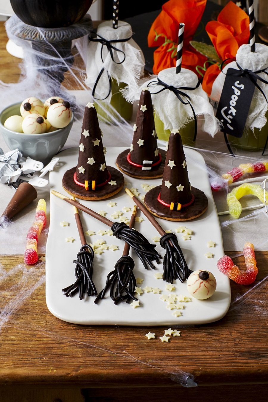 Witches' Hats And Broomsticks: Halloween Fun.