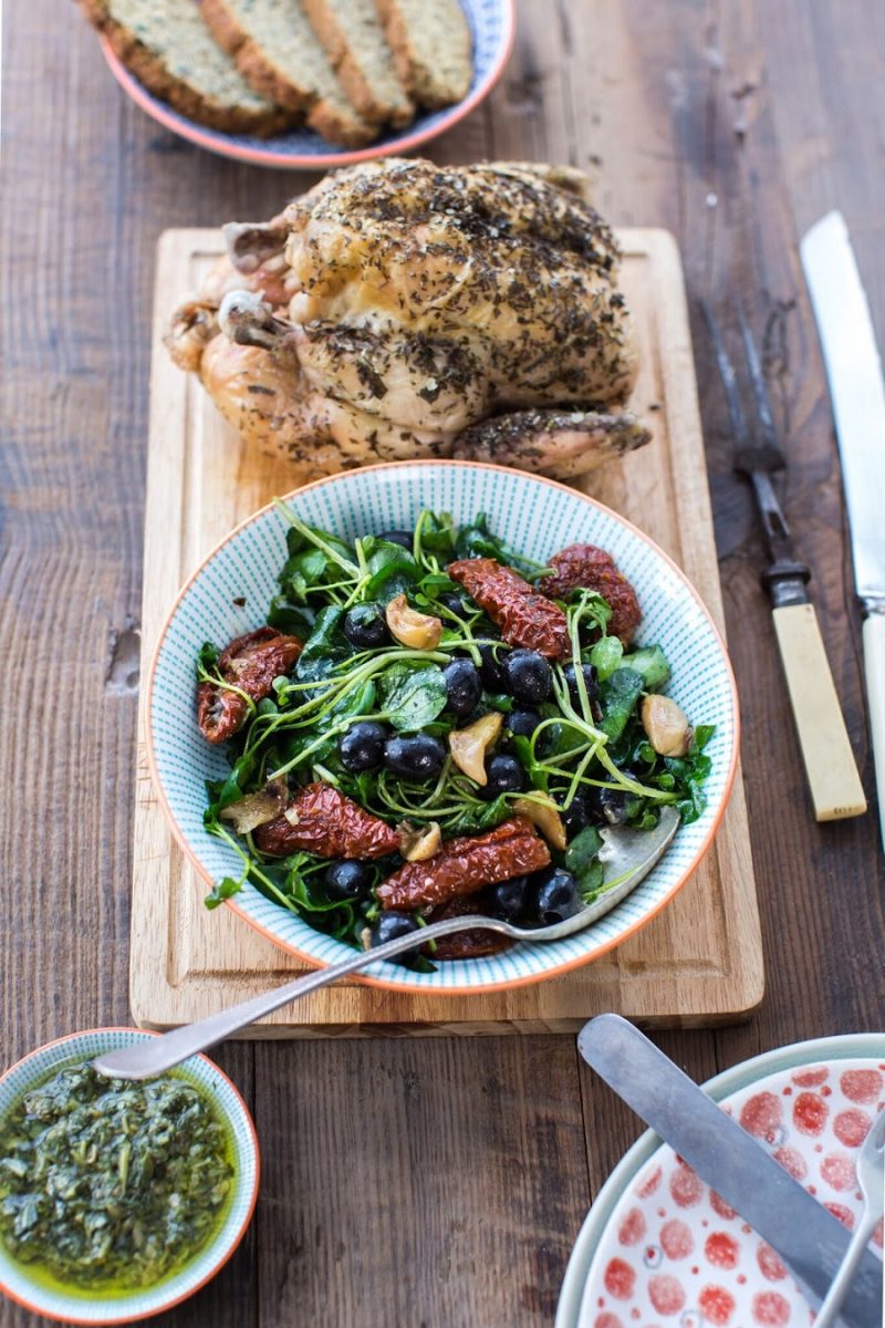 Italian Herb-Roasted Chicken With Watercress