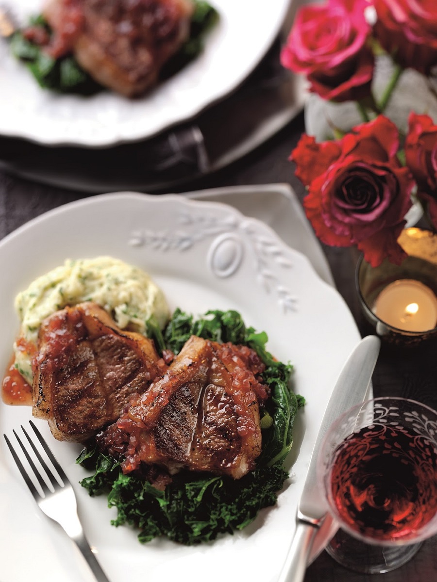 Lamb Valentine Steaks with Redcurrant and Orange Sauce. 