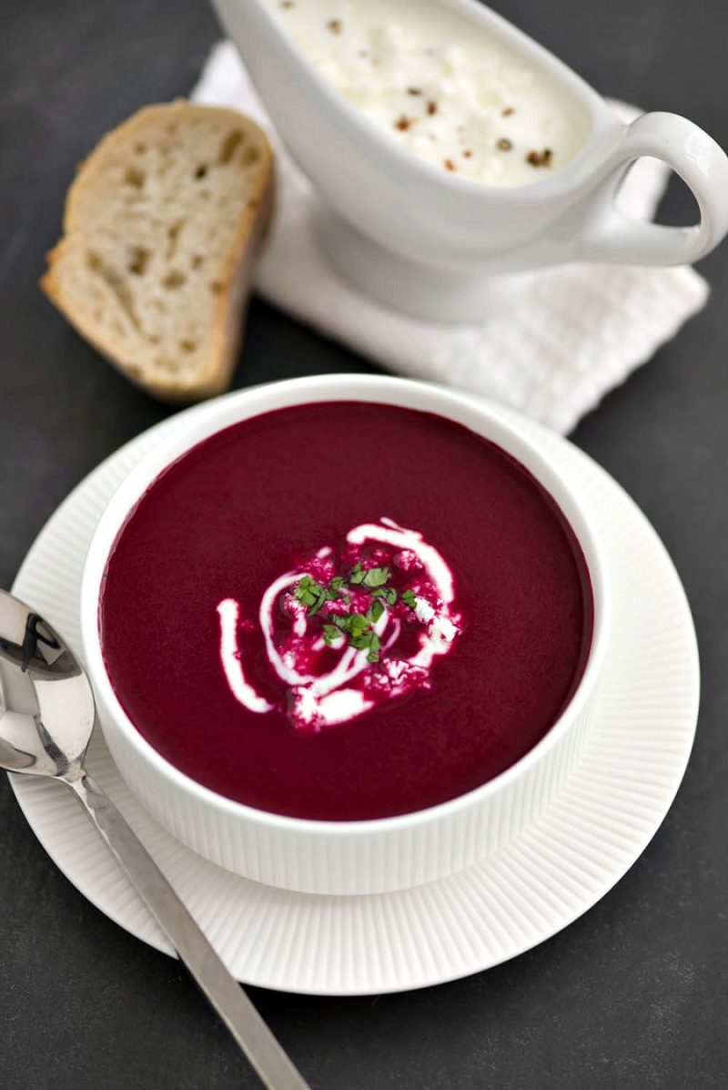 Roasted Beetroot Soup With Feta Yogurt