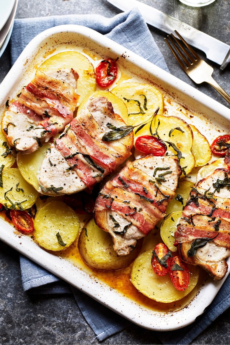 How To Make Tuscan Potatoes With Pork Loin Steaks And Pancetta