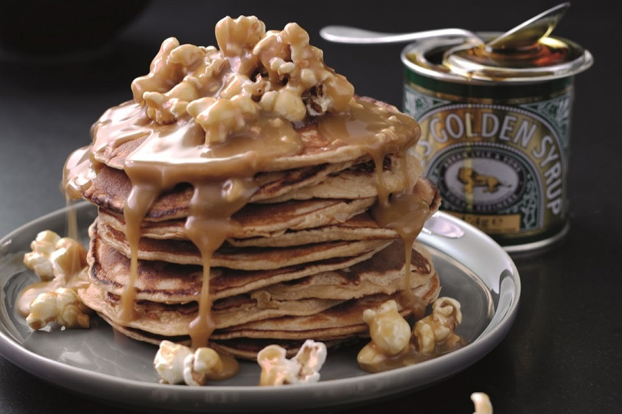 Peanut Butter Pancakes With Salted Caramel