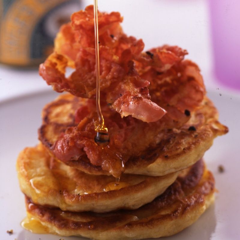 Breakfast Pancakes with Crispy Bacon.