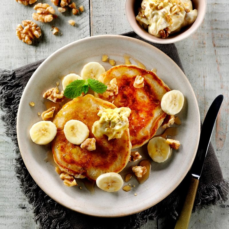 California Walnut Pancakes with Maple Walnut Butter