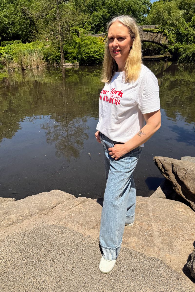 Central Park Style Diaries: Wearing Wide Leg Turn Up Jeans After 50