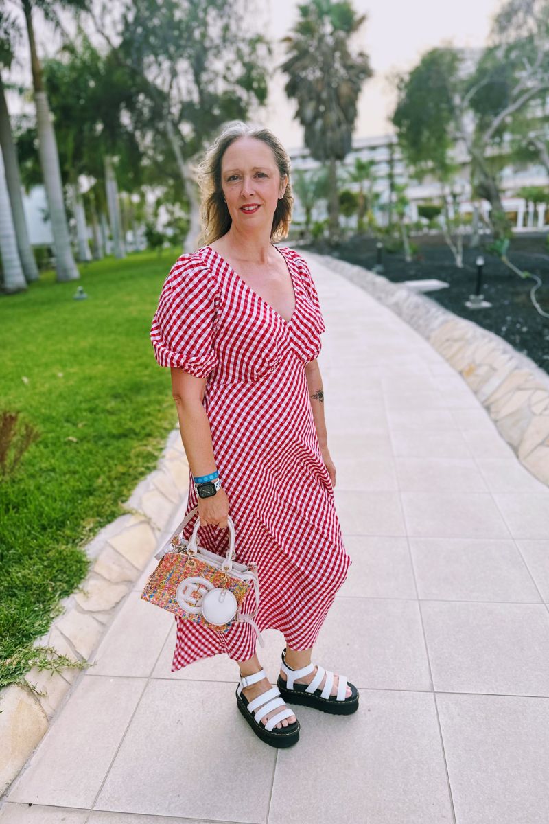 How I Styled A Red And White Gingham Dress With Dr. Martens Sandals In My 50s How I Styled A Red And White Gingham Dress With Dr. Martens Sandals In My 50s