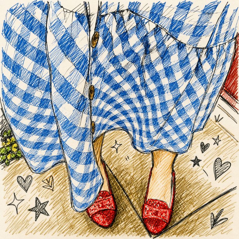 Light Blue Gingham Dress And Red Shoes: A Fresh Over-50 Style Statement