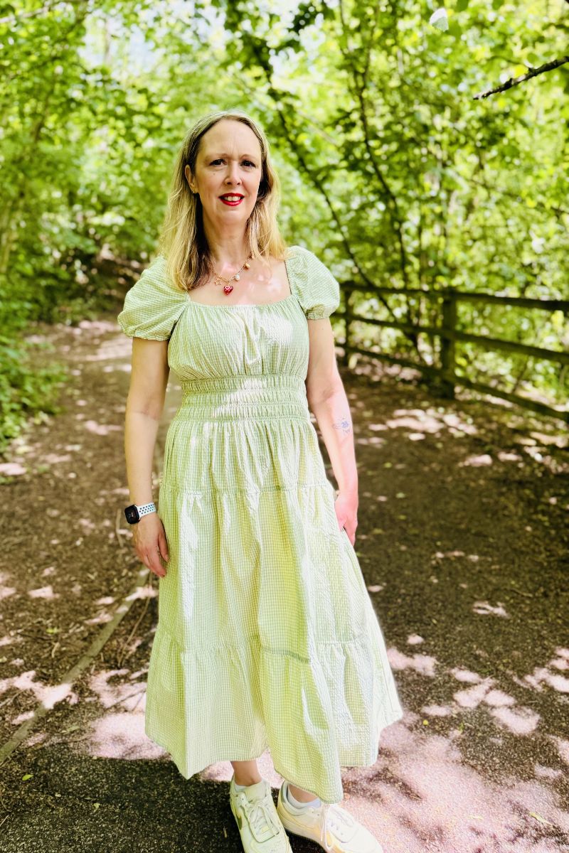 Timeless Green Gingham Outfit Idea For Women Over 50