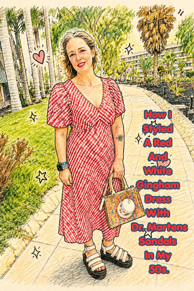 How I Styled A Red And White Gingham Dress With Dr. Martens Sandals In My 50s How I Styled A Red And White Gingham Dress With Dr. Martens Sandals In My 50s