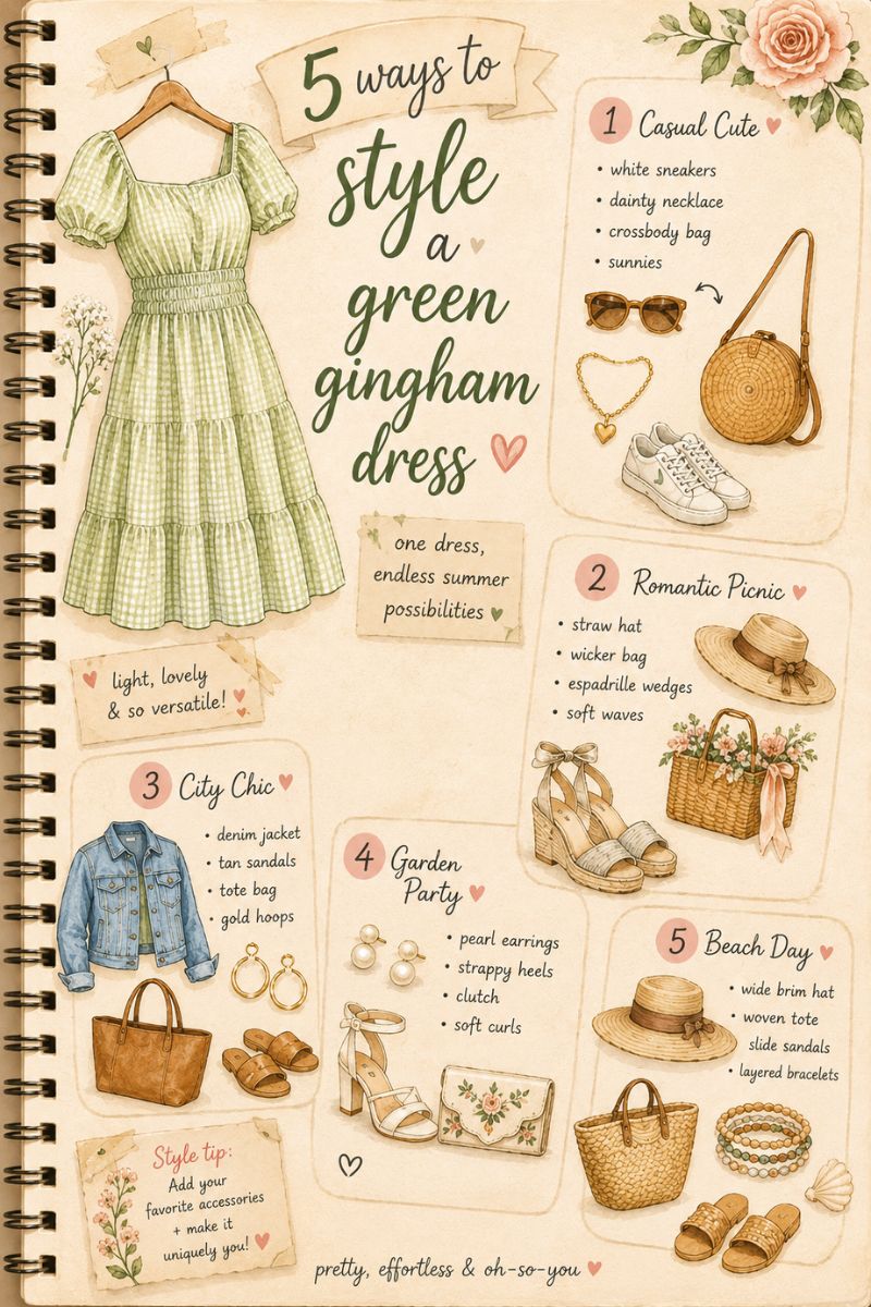 5 Ways To Style A Green Gingham Dress