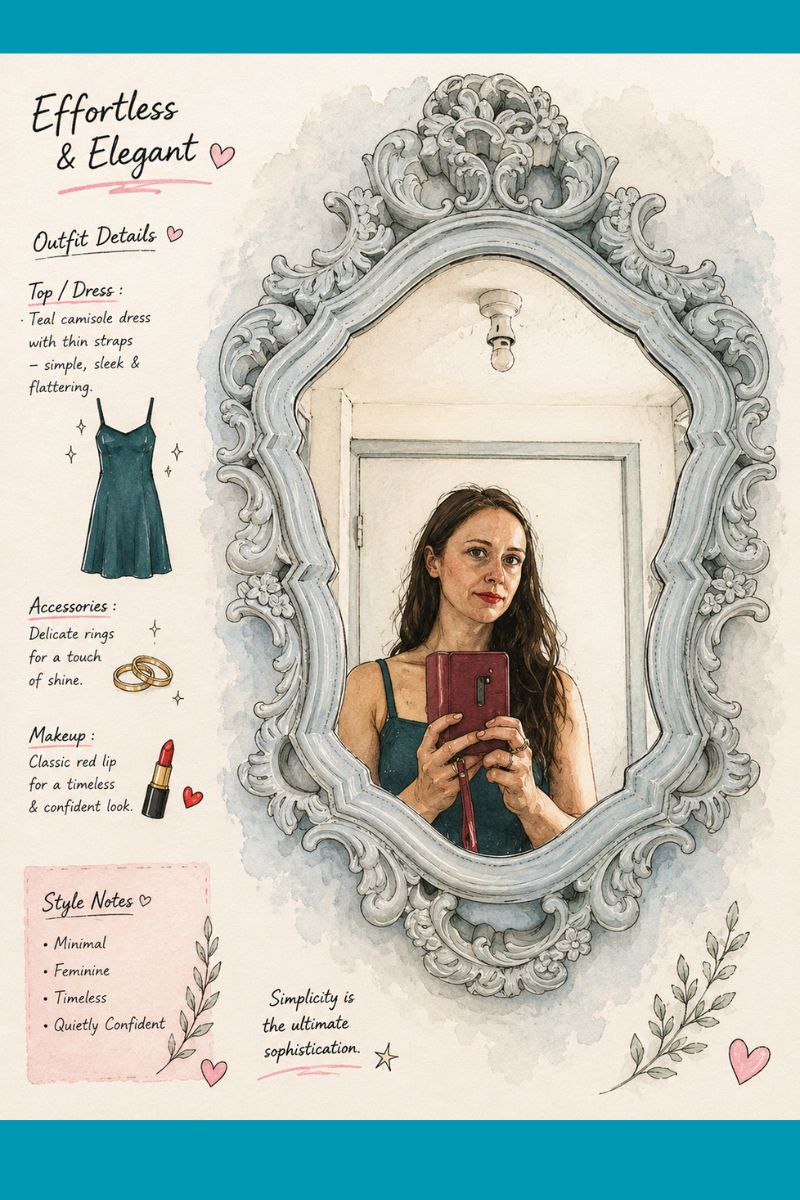A Mirror Selfie, Long Brown Hair And Red Lipstick A Mirror Selfie, Long Brown Hair And Red Lipstick