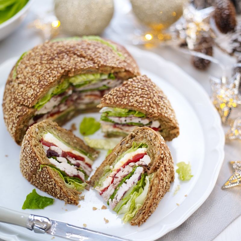 Turkey and Mozzarella Christmas Sandwich Loaf