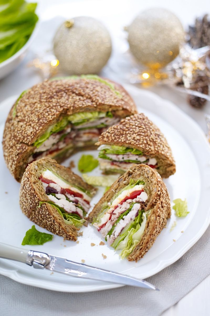 Turkey and Mozzarella Christmas Sandwich Loaf