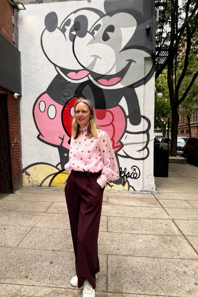 Styling A Pink Polka Dot Blouse & Burgundy Trousers Styling A Pink Polka Dot Blouse & Burgundy Trousers