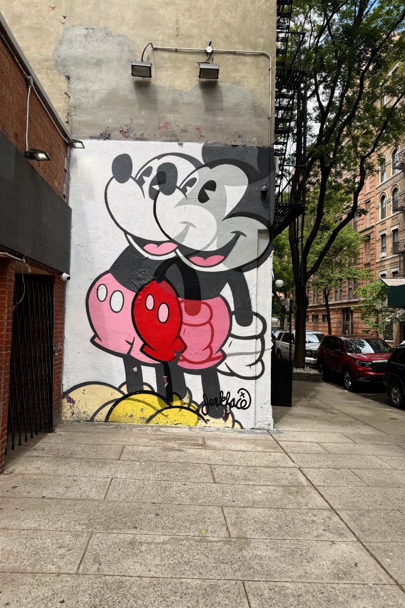 Styling A Pink Polka Dot Blouse & Burgundy Trousers Street Art New York