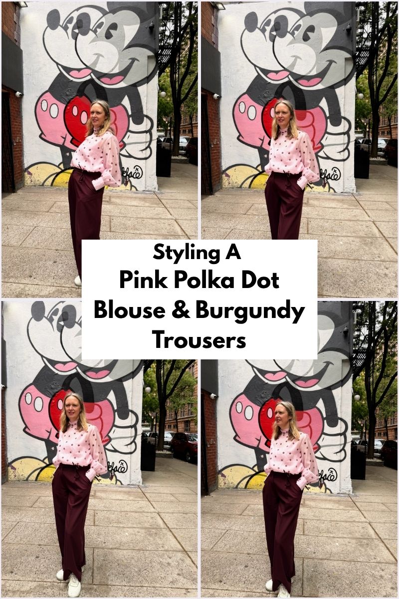 Styling A Pink Polka Dot Blouse & Burgundy Trousers Styling A Pink Polka Dot Blouse & Burgundy Trousers